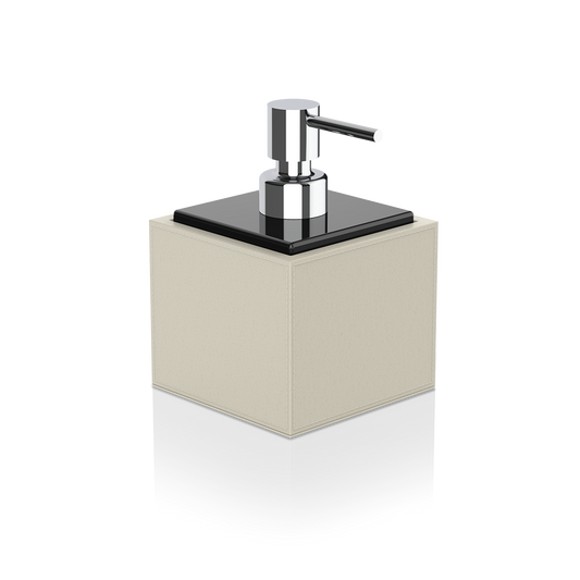 DW BROWNIE SSP Soap dispenser - Vegan Leather Sand with Porcelain White and Pump - Black